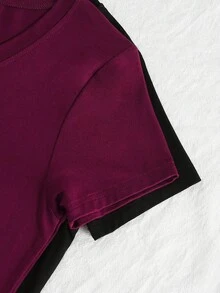 StreetHx 女士夏季V领紧身T恤，朋克亚文化动漫纯色基础款V领短袖修身T恤 - 彩色 - 查看 3