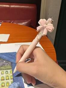 Zazumi 10pcs Elegant Pink Bow Pen - Pastel Pink & Tip Refillable Ballpoint Pens, Durable Plastic Party Favors For Weddings, Birthday, Christmas, Valentine'S Day, New Year - Ideal Gift For Women, Princess Theme - pink - View 2