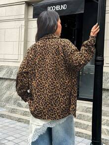 SHEIN EZwear Corduroy Letter Patch Flap Pocket Garment Bag In Fall/Winter