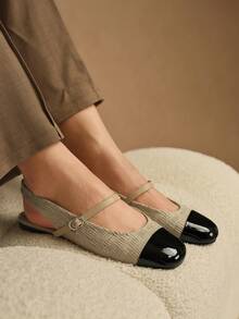 Rosivie 女士休闲百搭通勤简约搭扣平底鞋 - 杏色 - 查看 2