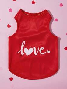 Petsin Valentine's Day Love Printed Red Pet Vest, Universal For Cats And Dogs, 1pc - Red - View 4