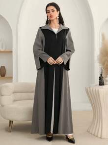 Al Najma 秋冬季翻领撞色喇叭袖宽松开衫 - 彩色 - 查看 5