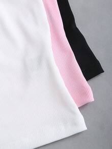 Sweetra Sweet & Spicy Cute & Elegant Music Festival Vacation Casual All-Match Daily Date Work School Layering Tight-Fitting White/Pink/Black Lace Camisole Cropped Backless Tank Top - Multicolor - View 4