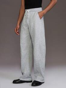 STYNVO Men's Solid Color Drawstring Waist Pockets Wide Leg Loose Casual Sweatpants  Sweats Sweats For Men - Grey - View 6