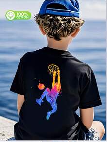 algodón puro boys  t shirts camisas para niño  boys clothes ropa de niño boy clothes boy clothes for kids graphic kids clothes boys boy clothes teen boy clothes boy shirts cute tops - Negro - Ver 1