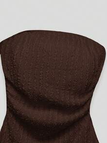 Comfortcana Ruched Hem Bandeau Fitted Fashionable Blouse For Ladies - Brown - View 3