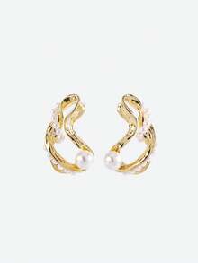 Opalesca Bông tai ngọc trai 18K kiểu cổ điển, thích hợp đeo hàng ngày, phối với nhiều trang phục, phong cách quý tộc cổ điển, phụ kiện cưới, trang sức phương Tây, phong cách cổ tích/thần tiên, ngọc trai, mùa thu/đông, dành cho mẹ/phụ nữ/cô gái/người mẹ, thanh lịch. - Vàng - Xem 2