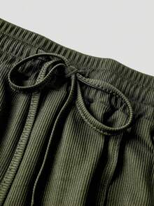 EMERY ROSE Conjunto de 2 piezas de talla grande para mujer, top asimétrico de unicolor y pantalones - Verde militar - Ver 4