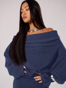 MUSERA Đầm len maxi trễ vai mùa xuân phong cách Y2K thập niên 90, thường ngày, dễ thương, thích hợp cho kỳ nghỉ hè, lễ hội, mùa thu, mùa đông, mặc hàng ngày, dự tiệc tối, thanh lịch, đón năm mới, Lễ Tạ ơn, mùa xuân. - Màu xanh hải quân - Xem 4