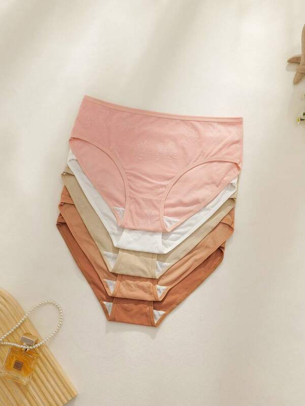 NudeFit 5pcs/Pack Women's Solid Color Comfortable Casual Briefs