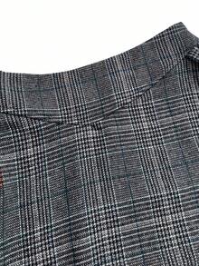 GlowEve CURVE Plus Size Women Plaid Casual Commute Versatile A-Line Skirt - Grey - View 5