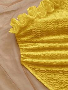 Soleia 度假风浪漫花卉饰边修身衬衫，适合音乐节、波西米亚风、假日约会、下午茶等场合 - 黃色 - 查看 8