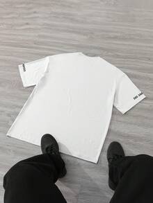 Manfinity EMRG 男士字母印花圆领短袖休闲百搭T恤 - 白色 - 查看 3