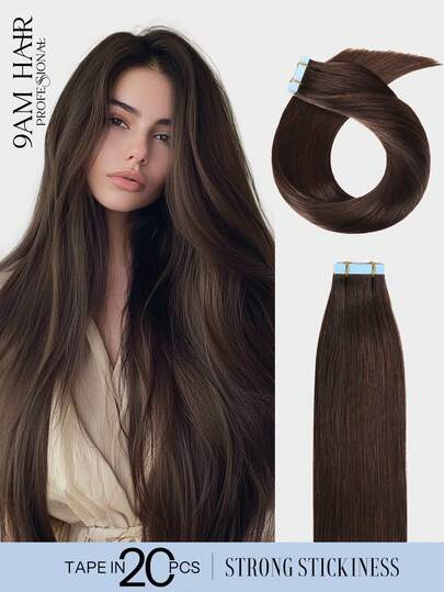 Extensiones de cabello humano invisibles y cómodas de 20 piezas, 50 g, de 12 a 24 pulgadas, color marrón oscuro, extensiones de cabello a presión para mujeres