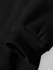 SHEIN Cozy Fall & Winter Styles 2pcs/Set Tween Boys Casual Fashion Creative Personalized Refreshing High-End Minimalist Numeric 67 Nebula Crack Pattern Print Hoodie And Sweatpants Comfortable Daily Outfit - Black - View 7