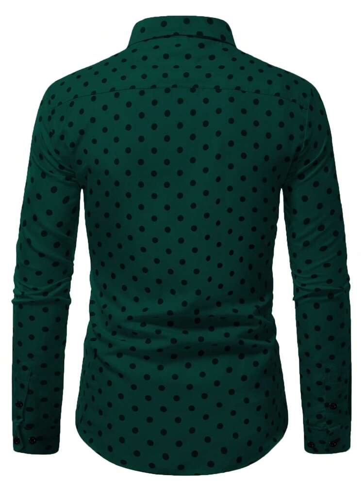 green emerald velvet dress Paddock Collection Polka Dot Dress Shirt -Pine (with White)