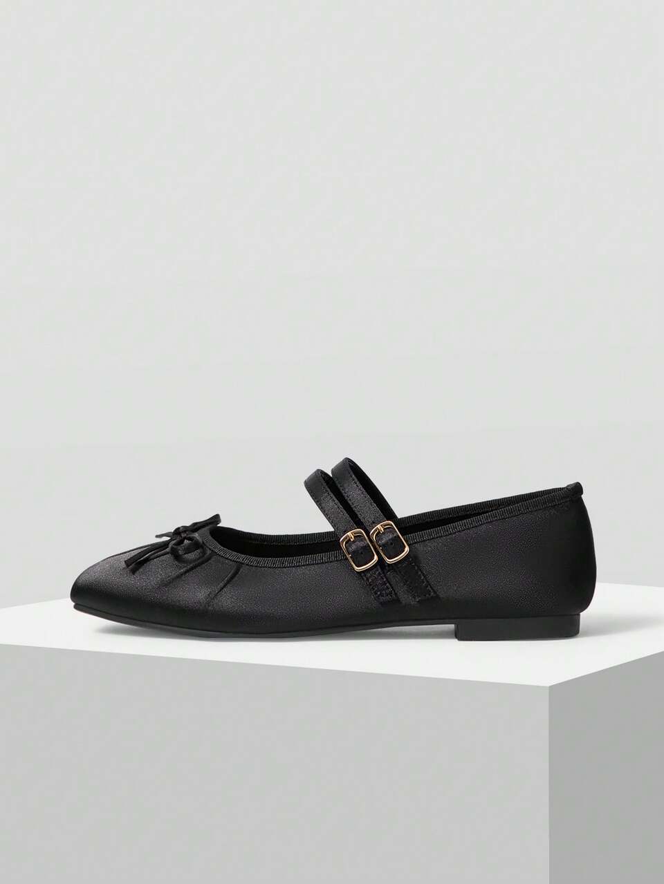 WOMEN'S ELEGANT MINIMALIST COMMUTING SOLID COLOR BOW DECOR DOUBLE BUCKLE STRAPS BALLET FLATS SHOES FOR CHRISTMAS VALENTINE'S DAY SPRING SHOES