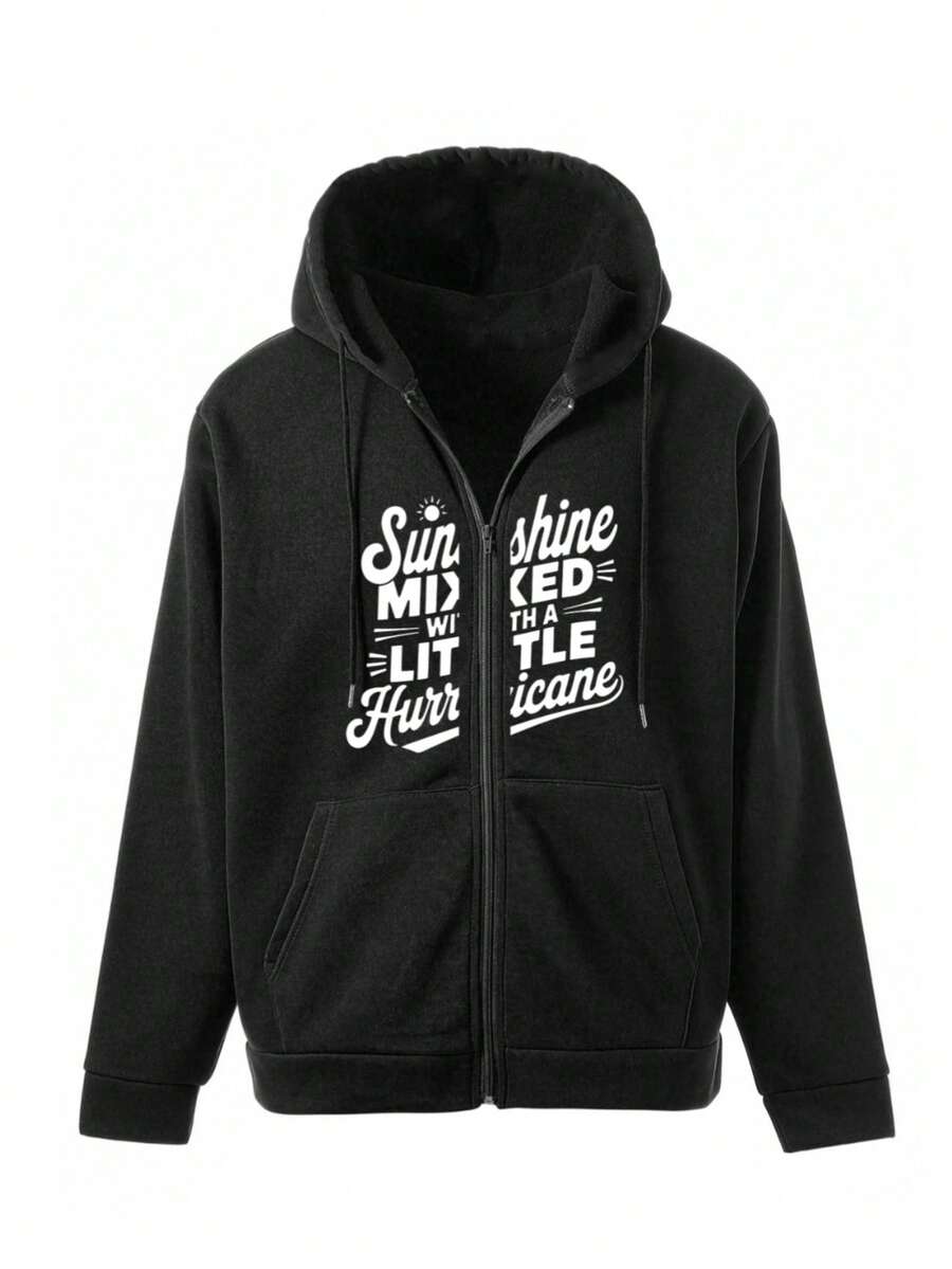 Hombre005 Sudadera con Capucha Hombre Chaqueta Cremallera Nueva Colección, Diseño Trendy y Versátil, Envío desde México Sudadera de capucha con cremallera negra con frases llamativas que transmiten un espíritu de resistencia y optimismo, perfecta para el día a día y la moda casual - Negro - Ver 1