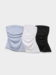 Comfortcana 3 件套女士褶皱无袖休闲上衣 - 彩色 - 查看 2