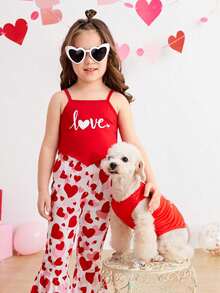 Petsin Valentine's Day Love Printed Red Pet Vest, Universal For Cats And Dogs, 1pc - Red - View 6