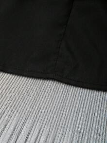 GlowEve CURVE 大码女式纯色褶皱仿珍珠优雅半身裙 - 黑色 - 查看 4