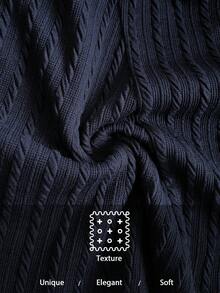 PrepCrw 2 件套青少年女孩优雅都市狗图案圆领海军蓝罗纹长袖开衫和裙子套装，适合休闲外出、聚会、节日、派对、秋冬季 - 藏蓝色 - 查看 10