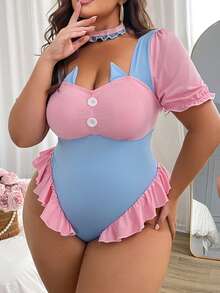 Fantasy Costume 情人节加大码性感角色扮演可爱毛绒尾巴猫耳牛奶丝连体衣+颈环两件套 - 彩色 - 查看 5