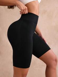 Velisys Velisys 3pcs/Set Celana Pendek Olahraga Wanita Warna Polos Pinggang Tinggi Tanpa Jahitan - MultiWarna - View 4