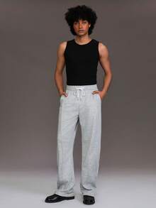 STYNVO Men's Solid Color Drawstring Waist Pockets Wide Leg Loose Casual Sweatpants  Sweats Sweats For Men - Grey - View 3