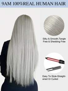 9AM Hair 隐形舒适接发带 20 片装 50G 12 英寸至 24 英寸银色接发带 真人发丝 天然接发带 女士适用 - SSilver - 查看 9