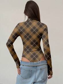 Aloruh High Neck Fitted Metal Buckle Decor Sleek Party Looks Bodysuit Spring - Multicolor - View 2