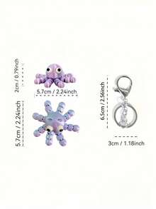 MINKOJA 1 Móc khóa hình bạch tuộc in 3D tự làm, có thể điều chỉnh tư thế, khớp nối linh hoạt, cánh tay mềm dẻo, hình động vật biển dễ thương, mặt dây chuyền, móc chìa khóa, trang trí ba lô, quà tặng sinh nhật - Nhiều màu - Xem 3