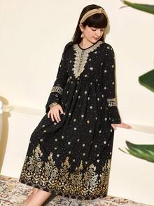 Lace Collar Woven Metallic Fabric Middle Eastern Traditional Arab Clothing,Wedding Guest Autumn - Black - View 5