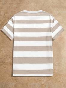 HIMLAND Camiseta casual de manga corta de cuello redondo de dos tonos con corte holgado para hombre - Multicolor - Ver 2