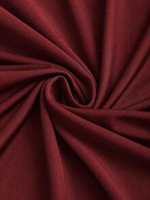 Sweetra 女士秋冬咖啡色金属花朵装饰无袖上衣和鱼尾裙两件套 - 酒紅色 - 查看 7