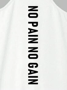 GymBeat 男士肌肉印花时尚无袖背心 - 白色 - 查看 5