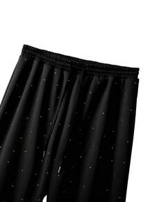 GlowEve CURVE Bộ đồ thể thao cỡ lớn dành cho nữ Regalyn gồm áo không tay có mũ đính đá và quần ống rộng cạp cao có dây rút, kiểu dáng suông, gồm 2 món, thích hợp cho mùa thu. - màu đen - Xem 4