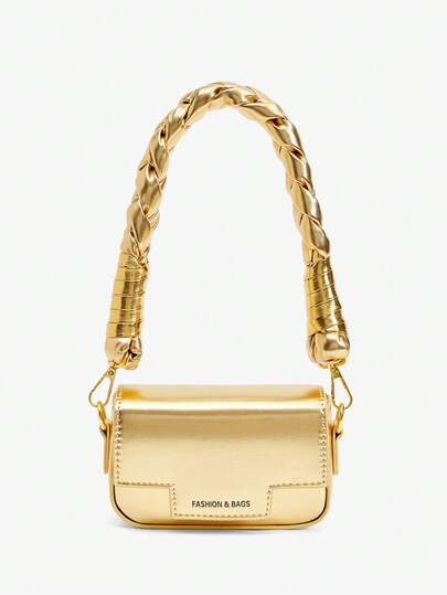 SHEIN BAE Nuevo bolso cuadrado pequeño de mujer de color caramelo lacado, con asa trenzada tejida a mano, bolso de hombro de moda, para chicas jóvenes, adecuado para compras, citas, eventos formales, atuendos diarios, viajes, bolso cruzado multifuncional