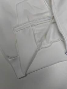 CovetEZ 女士休闲拉链蓬松连帽运动衫，秋季白色连帽衫