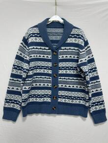 Chiquease Women Autumn And Winter Geometric Long Sleeve Christmas Style Casual Cardigan - Multicolor - View 4