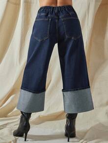 Vixey Jeans évasés à boutons et poches, mode polyvalente, pour le travail et les sorties