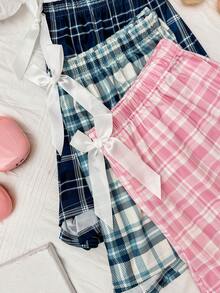 Dream Adore 3件套加大码休闲格子印花睡裤套装 - 彩色 - 查看 3