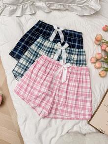 Dream Adore 3件套加大码休闲格子印花睡裤套装 - 彩色 - 查看 4