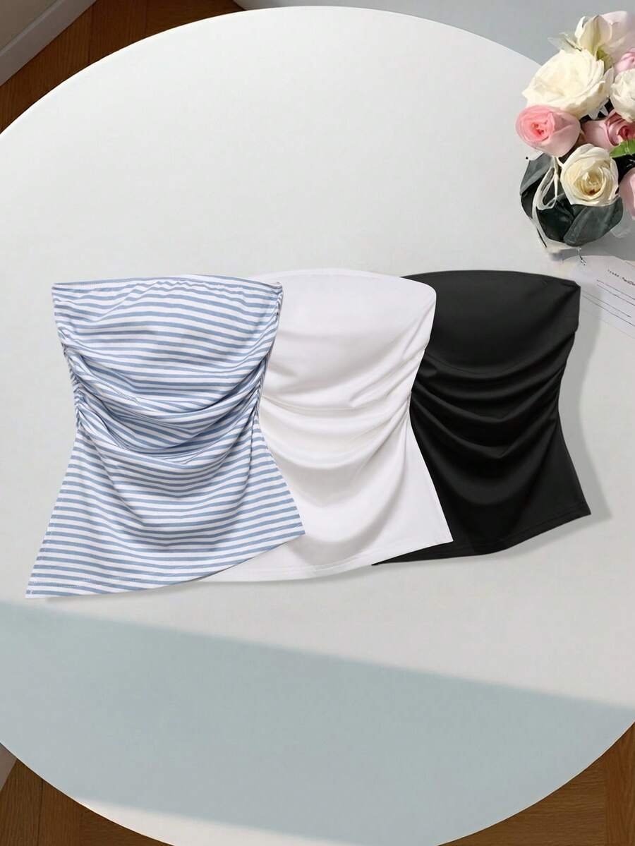 Comfortcana 3 件套女士褶皱无袖休闲上衣 - 彩色 - 查看 1