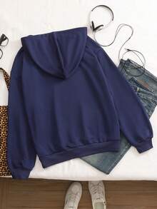 Women's Casual Leopard Print Fleece Thick Warm Sweatshirt, Star Leopard Print Street Fashion, Autumn/Winter - Blue - View 2