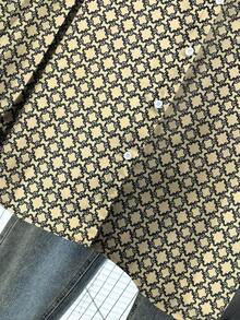 GlowEve CURVE 大码女式全印花长袖单排扣休闲衬衫 - 杏色 - 查看 4