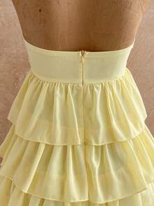 Soleia Vestido corto mini de moda con decoración de estrella de mar de metal para vacaciones de mujer - Amarillo - Ver 6