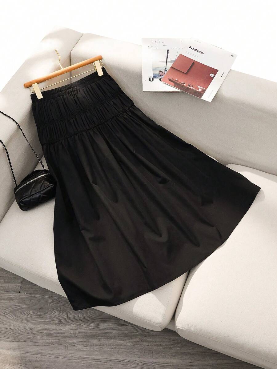 Modelyn Váy chữ A thiết kế dây cáp màu đen thời trang thanh lịch, thon gọn, dáng rộng, thường ngày, đa năng, đi làm cho nữ
