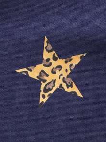 Women's Casual Leopard Print Fleece Thick Warm Sweatshirt, Star Leopard Print Street Fashion, Autumn/Winter - Blue - View 6