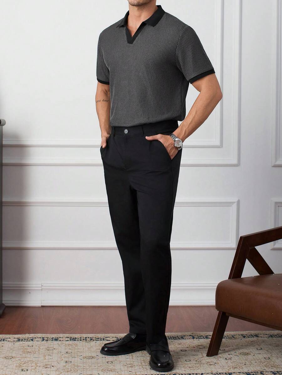 Core Aspect Bộ áo polo dệt kim Jacquard và quần dệt cho nam, trang phục thường ngày. Thích hợp cho các buổi đi chơi hàng ngày, tụ tập bạn bè và thư giãn cuối tuần. Bộ 2 món bán chạy nhất dành cho nam trên INS. - Nhiều màu - Xem 1